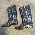 Coach Shoes | Coach Blue Plaid Rain Boots | Color: Blue/Gray | Size: 10