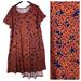 Lularoe Dresses | Lularoe Plus Sz 3x 22 24 Carly Dress Floral Blue Pink Orange Flowy Stretch | Color: Blue/Orange | Size: 3xl 3x 22 24