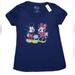 Disney Tops | Disney Mickey Minnie Mouse Womens Large Navy Blue T Shirt Soft Poly Rayon New | Color: Blue | Size: L