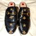 Gucci Shoes | Gucci Bee Mules Authentic In Black And Gold Leather. Size 37 Or Us7 | Color: Black | Size: 7