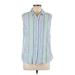 Croft & Barrow Sleeveless Blouse: Blue Stripes Tops - Women's Size Large