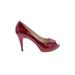 Enzo Angiolini Heels: Pumps Stilleto Cocktail Party Red Print Shoes - Women's Size 8 1/2 - Peep Toe