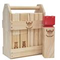 Kubb Game Set - Hardwood Viking Games with Rubber Wood Crate - KUBB Throwing Outdoor Games (Red King, Regulation Size)