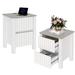 Latitude Run® Rabiyah 2 - Drawer Nightstand in White/Gray Wood in Brown/Gray/White | 19.6 H x 17.6 W x 15.5 D in | Wayfair