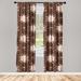 East Urban Home Zodiac Curtains Sleeping Sun Characters Star Pair of Dark Rosewood & Pale Peach Microfiber | 63 H x 28 W in | Wayfair