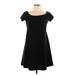 Old Navy Casual Dress - A-Line Boatneck Short sleeves: Black Print Dresses - Women's Size Large