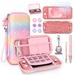 Switch Lite Case 17 in 1 Switch Lite Accessories Kit with Shiny Switch Lite Carrying Case Switch Lite Protective Case Switch Lite Screen Protector Cute Thumb Caps (Sequins Rainbow)