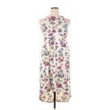 Paper Dolls Casual Dress - High/Low Crew Neck Sleeveless: White Floral Dresses - Women's Size 14