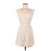 American Eagle Outfitters Casual Dress - Party Scoop Neck Sleeveless: Ivory Solid Dresses - Women's Size 6