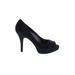 Nine West Heels: Slip On Stiletto Minimalist Black Solid Shoes - Women's Size 8 1/2 - Peep Toe