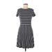 Ann Taylor LOFT Casual Dress - A-Line: Black Stripes Dresses - Women's Size 2 Petite