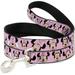 Buckle-Down Pet Leash - Minnie Mouse Expressions Polka Dot Pink/White - 6 Feet Long - 1 Wide