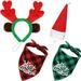 4 Pcs Adjustable 3D Christmas Dog Santa Hat Christmas Classic Buffalo Plaid Pets Scarf Christmas Reindeer Antlers Headband with Ears Pet Costume Accessories for Dogs and Cats (Vivid Style)