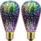 2 Pack Infinity 3D Light Fireworks Effect ST19 LED Light Bulb - 3W 120V Fairy Multicolor Light Bulb Disco Light Bulb Colorful Light Bulb Party Light Bulb Stain Glass Light Bulb Firework Light Bulb