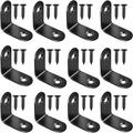 12pcs Black L Bracket Stainless Steel Corner Braces 30 x 30mm Heavy Duty Corner Right Angle Brackets Joint Fastener with 30pcs Screws for Wood Furniture Shelves Cabinet Drawer Chair