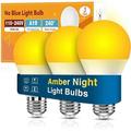 Neporal Amber Light Bulbs 9W 60W Equivalent A19 Soft Light Bulbs 3 Pack Blue Light Blocking Warm Light Bulbs 1800K Amber Night Light Bulbs Dim Light Bulbs for Healthy Sleep and Baby Nursery Light