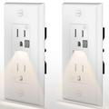 2 Pack SOZULAMP LED Night Light Outlet Nightlight Electrical Outlets Tamper Resistant(TR) Decorator Receptacle 125 V 15 Amp 2 Pole 3 Wire White