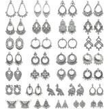 JIALEEY Antiqued Tibetan Silver Earring Chandelier Earring Jewelry Making Kit for Earring Drop and Charm Pendant Assorted Pack (30Pair 60Pcs)