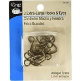 Dritz Hooks & Eyes Antique Brass 3 Count Hooks Eyes Extra-Large Hook & Eye Closures