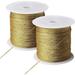 Pengxiaomei 218 Yards/656 Feet Metallic Cord Gold Twine 2 Spool Gold Thread String for Bracelet Making Jewelry Making Thread Gold Craft String Tinsel String Craft Making Cord(0.5mm)