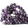 CHEAVIAN 35PCS 10mm Natural Dog Teeth Amethyst Gemstone Round Loose Beads Crystal Energy Stone Healing Power for Jewelry Making 1 Strand 15