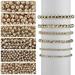 1200 Pieces Spacer Beads Loose Beads Set Includes 600 Pieces Round Ball Smooth Beads and 600 Pieces Faceted Spacer Beads for Stackable Bracelet Jewellery Craft Making DIY 8 mm 6 mm 4 mm (Gold)