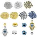 320 Pieces Evil Eye Charms Set Includes 100 Evil Eye Beads 20 Hamsa Hand Evil Eye Charms 100 Czech Crystal Spacer Bead 100 Plum Shaped Charms Bead for DIY Jewelry Making (Mixed Colors)