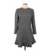 Ann Taylor LOFT Casual Dress - DropWaist: Gray Polka Dots Dresses - Women's Size 8 Petite