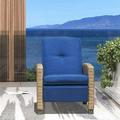 All-Weather Wicker Reclining Patio Chair Blue