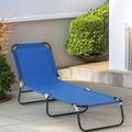 DEELIGHT Outsunny Folding Chaise Lounge with Steel Frame and Breathable Mesh - N/A Blue