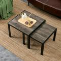 Smart FENDEE Modern Wood Square Nesting Coffee Table for Living Room Gray