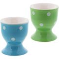 Ceramic Egg Cup Polka Dot Soft Boiled Egg Holder - Set Of 2 (Blue Green)