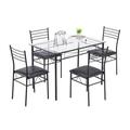 SYTHERS Kitchen Table Chair Sets for 4 5PCS Dining Table Set Kitchen Glass Table Set with Steel Legs & Cushion Seat for Dining Room/Apartment Black