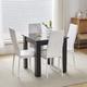 75x75cm Square Dining Table and Chairs Set, Small Dining Room Set High Gloss Dining Table with Chairs Home Furniture (White Faux Leather, Black Table