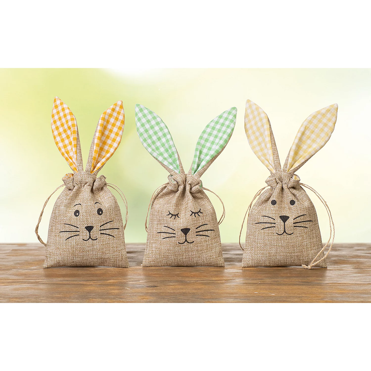 Sacs en jute "lapin", lot de 3