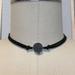 Free People Jewelry | Black Chunky Strap Choker With Shimmery Sparkly Dark Grey Crystal Front Pendant | Color: Black/Gray | Size: Os