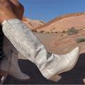 Anthropologie Shoes | Anthro Dolce Vita Silver Suede Western Shiren Boots | Color: Silver/White | Size: 6