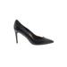 Ann Taylor LOFT Heels: Slip-on Stilleto Cocktail Party Black Solid Shoes - Women's Size 8 1/2 - Pointed Toe