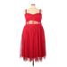 Lace & Beads Casual Dress - Midi Sweetheart Sleeveless: Red Print Dresses - Women's Size 20