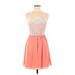 GB Casual Dress - A-Line Scoop Neck Sleeveless: Orange Print Dresses - Women's Size Medium