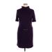 Antonio Melani Casual Dress - Sheath Turtleneck Short sleeves: Purple Solid Dresses - Women's Size 14