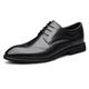 Oxford Shoes for Men Lace Up Round Toe Wing tip Leather Derby Shoes Rubber Sole Block Heel Low Top Non Slip Wedding (Color : Black, Size : 8 UK)