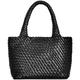 Woven Bag for Women, Woven Crossbody Bag Small Tote Bag Top Handle Handbag with Detachable Strap Purse Set for Women, Black