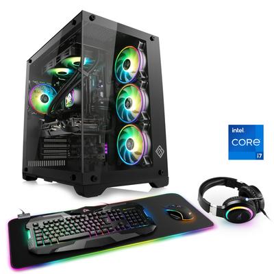 CSL Gaming-PC "Aqueon C77240 Advanced Edition", schwarz, Microsoft Windows 11 Home (64 Bit), 64 GB RAM 2000 GB SSD, Computer