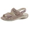 Riemchensandale WALDLÄUFER "GARDA", Damen, Gr. 7 (40,5), beige (sand), Nubukleder, klassisch, Schuhe, Sommerschuh, Sandalette, Keilabsatz, mit Druckknopf, G-Weite