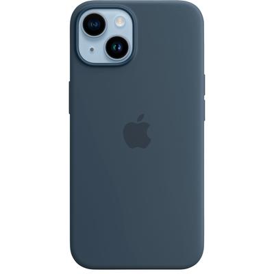 APPLE Handyhülle "iPhone 14 Silicone MagSafe" Hüllen Gr. iPhone 14, blau (storm blue) Zubehör für Handys Smartphones