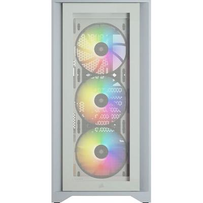 CORSAIR PC-Gehäuse "iCUE 4000X RGB" Computergehäuse grau (weiß) Computer-Gehäuse