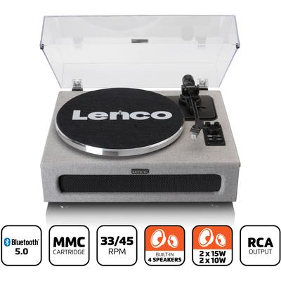 LENCO Plattenspieler "LS-440" mit 4 eingebauten Lautsprechern grau Plattenspieler