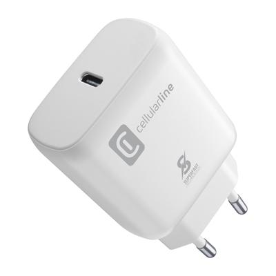 CELLULARLINE USB-Ladegerät "USB Typ-C Super Fast Travel Charger 25W", weiß, B:11cm H:3cm T:14cm, Ladegeräte, Ladegerät Lader für Samsung Galaxy, Apple iPhone, Google Pixel Image