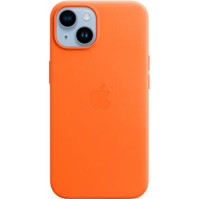APPLE Handyhülle "iPhone 14 Leather MagSafe" Hüllen Gr. iPhone 14, orange Zubehör für Handys Smartphones